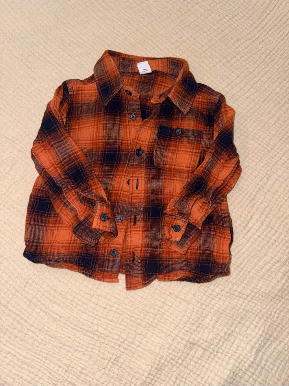 Old Navy Orange and Navy Plaid Button-Down Shirt